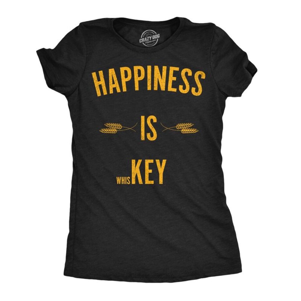 Womens Funny T Shirts Happiness Is Whiskey Sarcastic Drinking Tee For Ladies